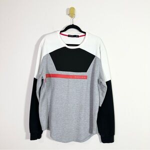 Hudson Outerwear Gray White Black Colorblock Crewneck Sweatshirt